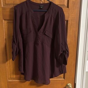 Torrid sz 1 Harper shirt eggplant purple 3/4 sleeve used condition